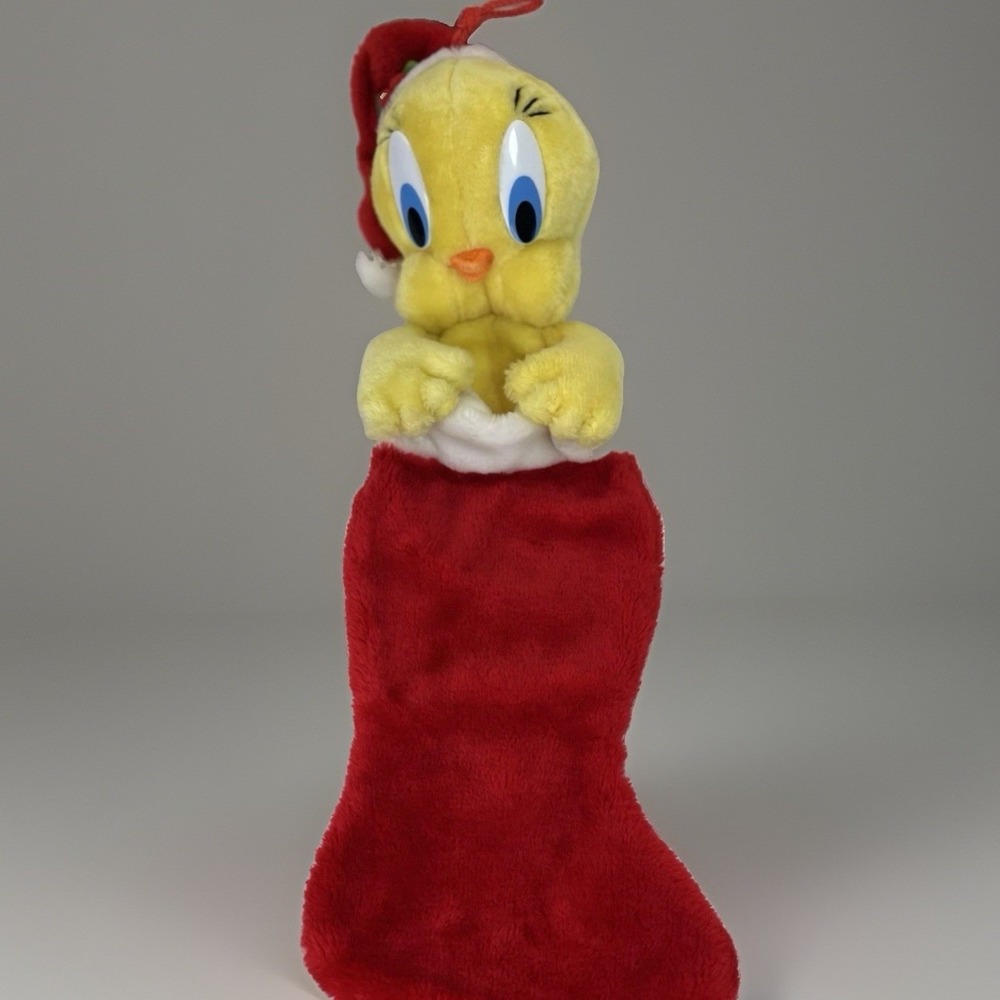 VTG 1991 Warner Bros. Looney Tunes Tweety Bird Christmas Stocking Plush Cartoon